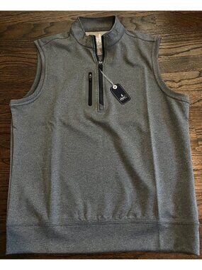 NWT johnnie-O Denny 1/4 Zip Performance Golf Vest Heather Black Mens Sz S $138